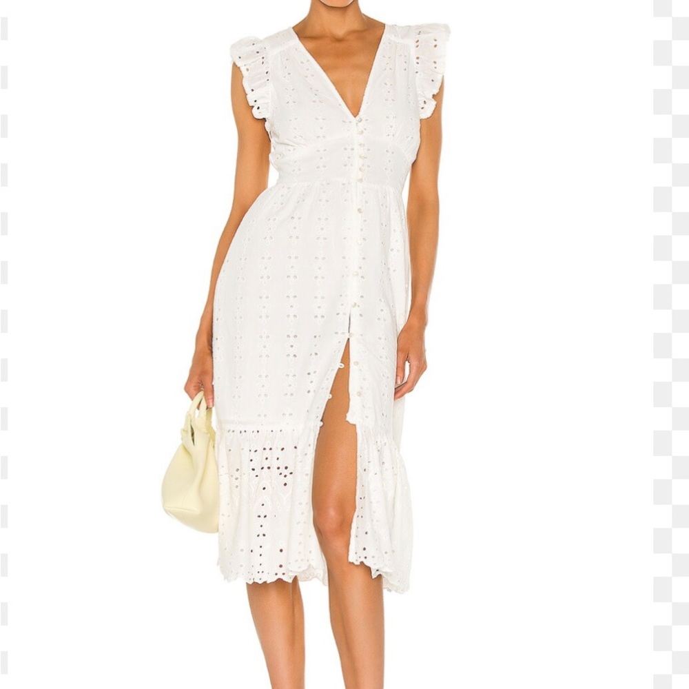 NWT Cleobella Brielle Organic Cotton Eyelet Midi Dress Ruffle Sleeves, Sold Out